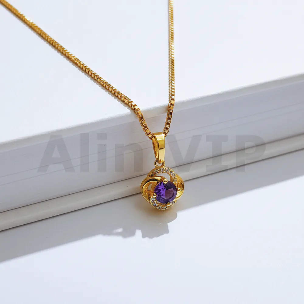 Kalung Gold Liontin Bunga Mawar Permata Alin VIP KLW121 realpict
