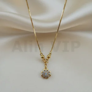 kalung gold liontin bunga permata minimalis elegan klw046 alin vip