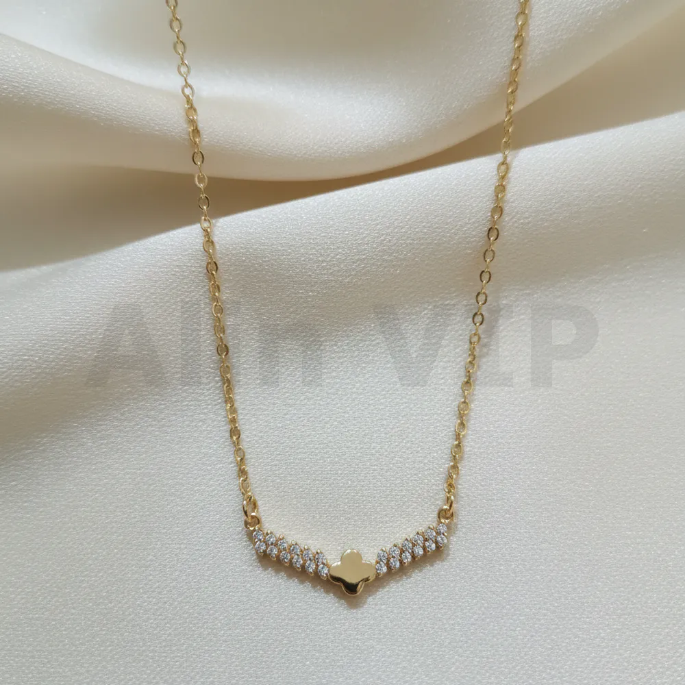 kalung gold liontin clover permata keberuntungan klw040 alin vip
