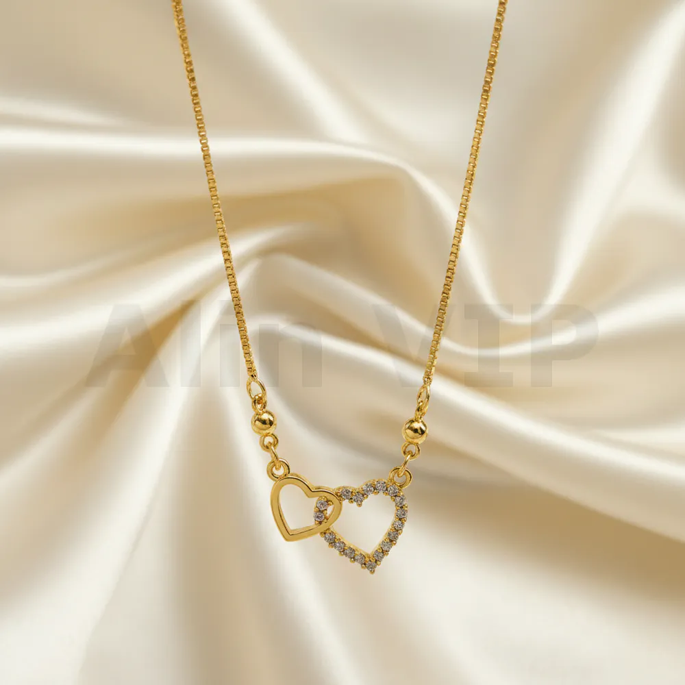 kalung gold liontin double heart hati permata mewah klw071 alin vip