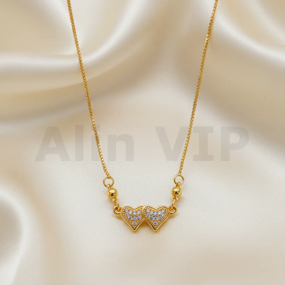 kalung gold liontin double heart permata mewah klw042 alin vip