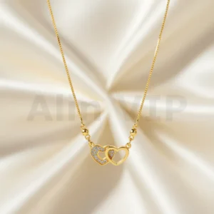 kalung gold liontin dua hati love permata mewah klw011 alin vip
