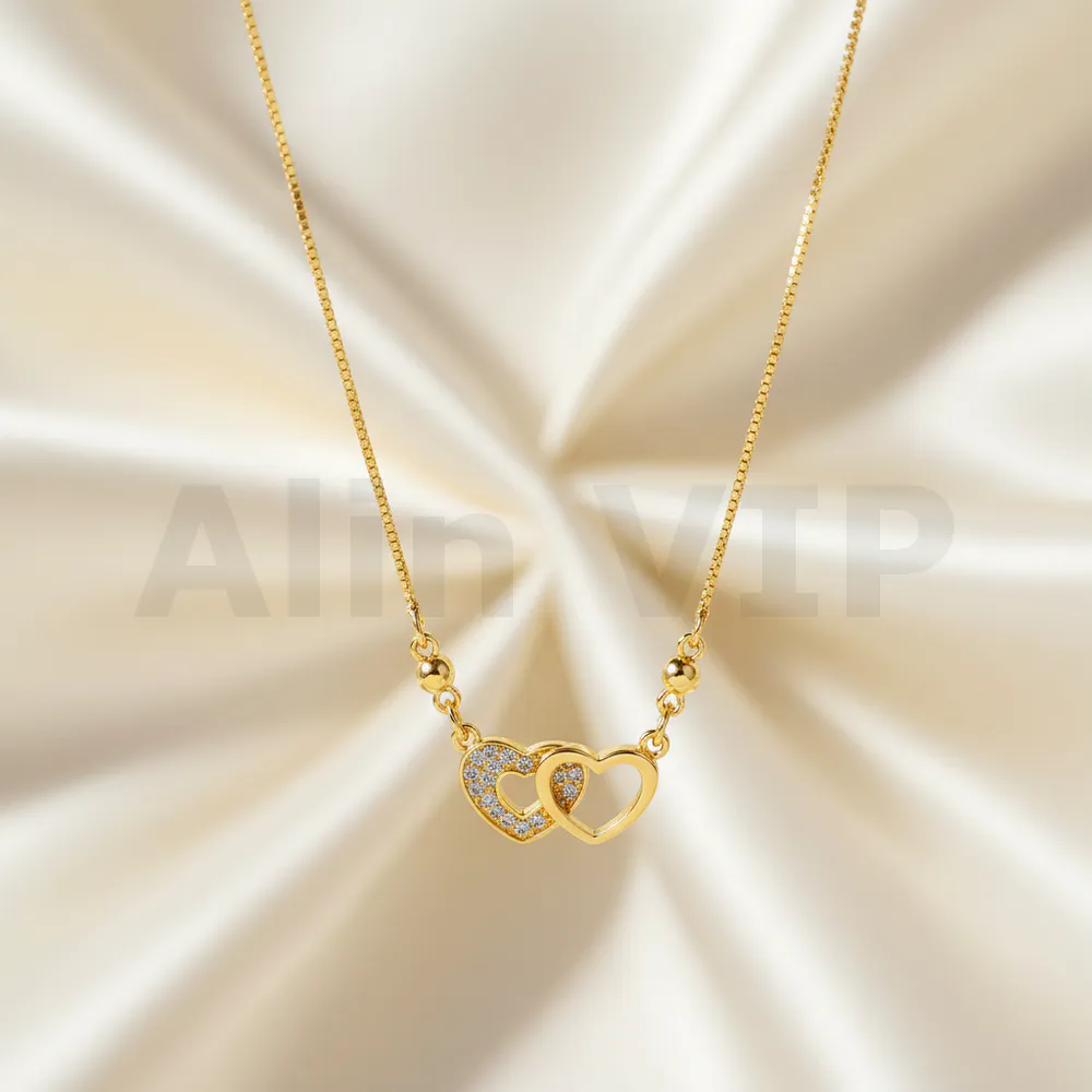 kalung gold liontin dua hati love permata mewah klw011 alin vip