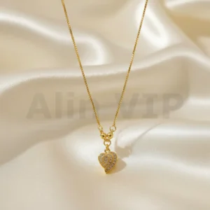 kalung gold liontin hati love full permata mewah klw076 alin vip