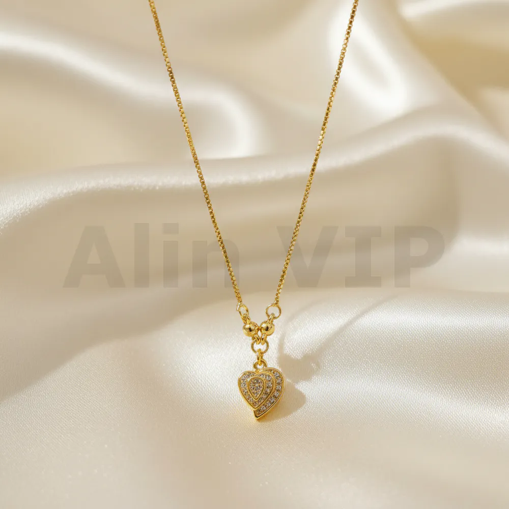kalung gold liontin hati love full permata mewah klw076 alin vip