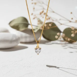 kalung gold liontin hati love permata simpel klw117 alin vip