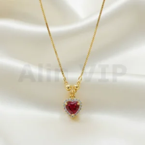 kalung gold liontin hati permata merah elegan romantis klw056 alin vip