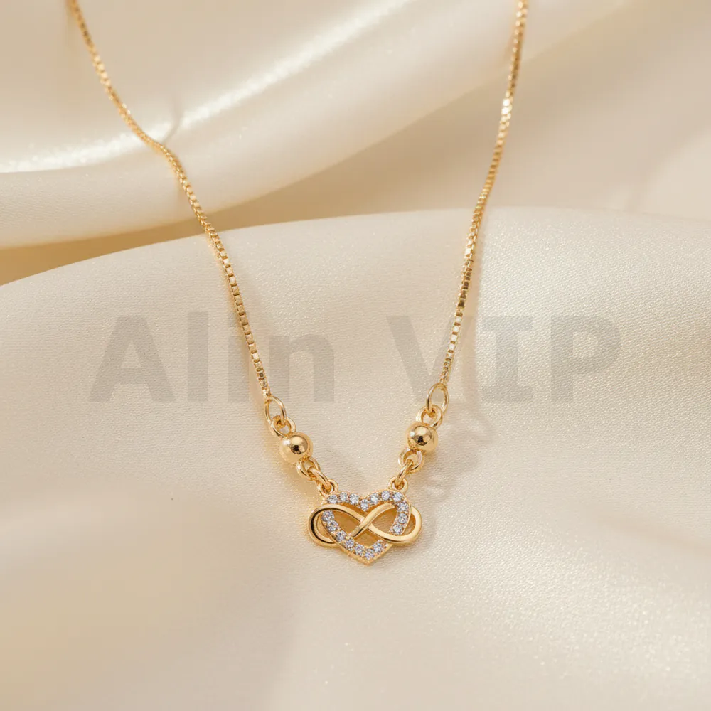 kalung gold liontin heart infinity permata cinta abadi klw045 alin vip