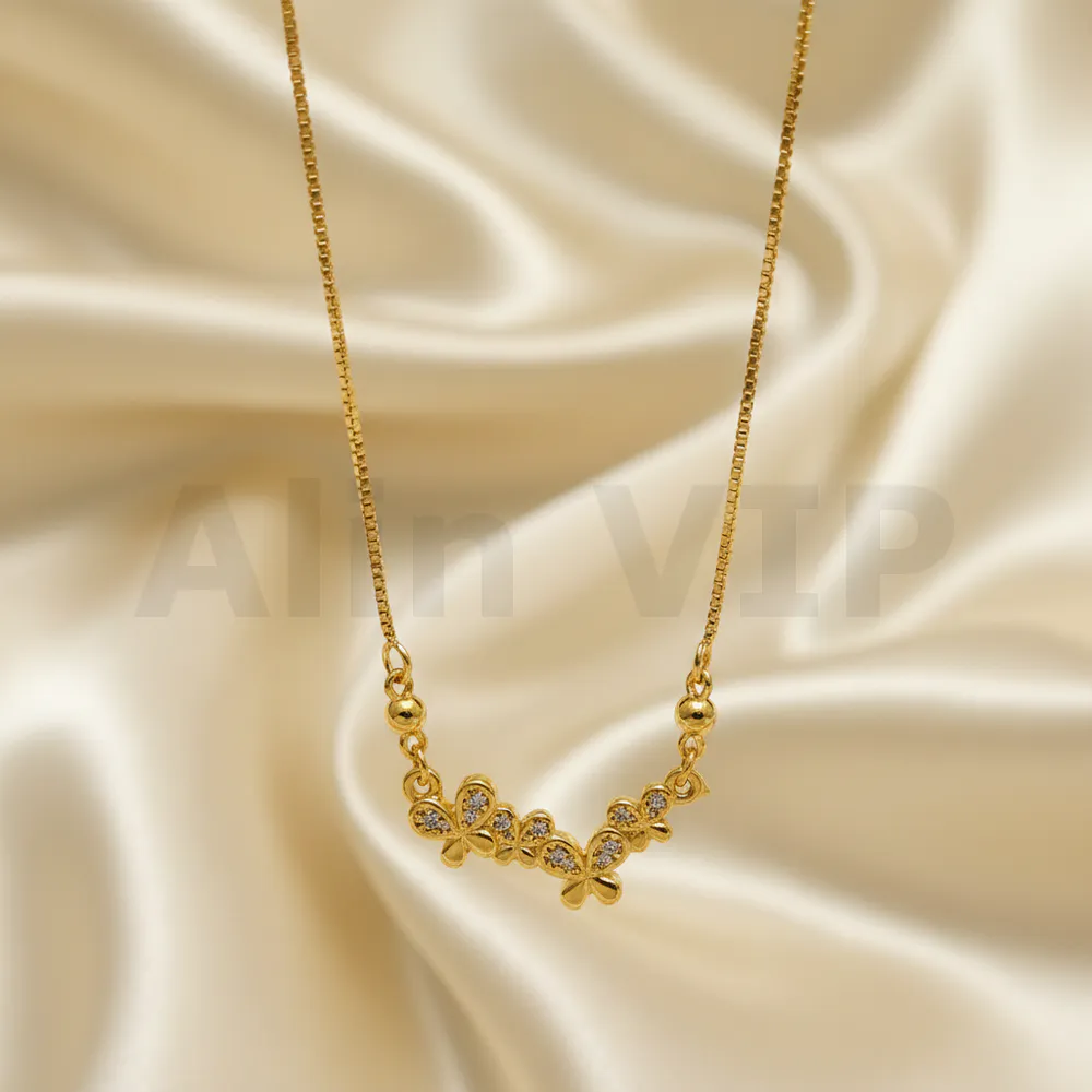 kalung gold liontin jejeran kupu kupu permata imut klw083 alin vip