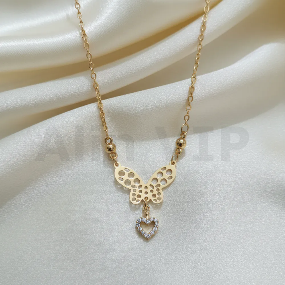 kalung gold liontin kupu hati unik klw039 alin vip