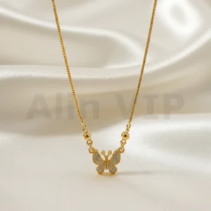 kalung gold liontin kupu kupu full permata kecil imut klw070 alin vip