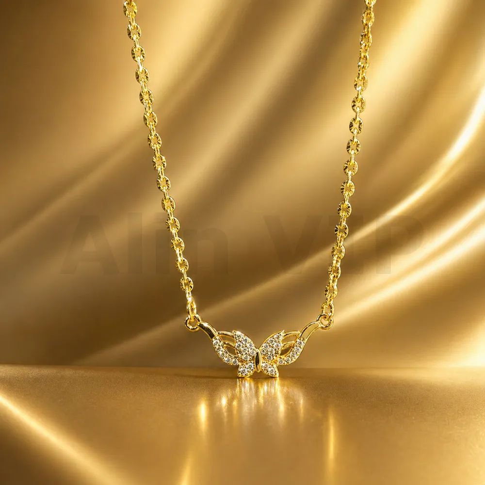 kalung gold liontin kupu kupu mewah cantik klw033 alin vip