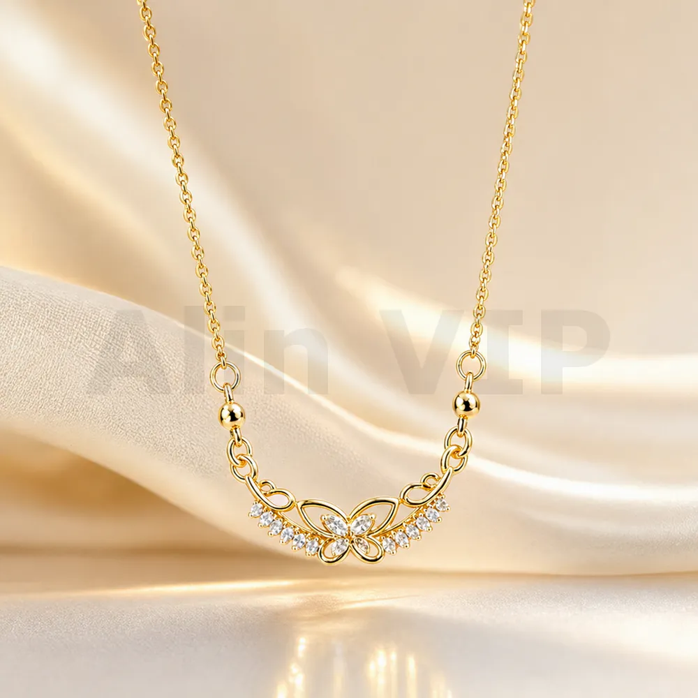 kalung gold liontin kupu kupu mewah elegan klw025 alin vip