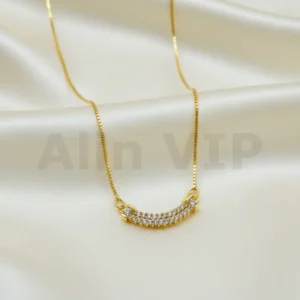 kalung gold liontin lengkung dua baris permata elegan klw060 alin vip