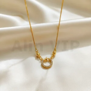 kalung gold liontin lingkaran paku permata unik klw092 alin vip