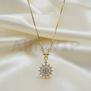 kalung gold liontin matahari permata mewah bersinar klw043 alin vip