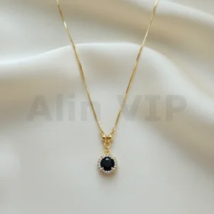 kalung gold liontin permata hitam black diamond mewah klw014 alin vip