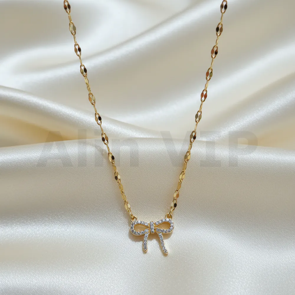 kalung gold liontin pita full permata mewah klw036 alin vip