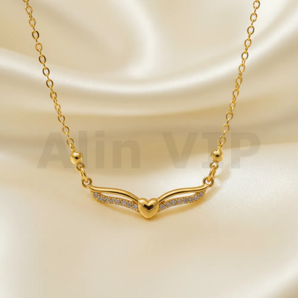 kalung gold liontin sayap hati angel heart wings klw095 alin vip