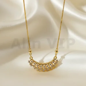 kalung gold liontin setengah lingkaran full permata mewah klw069 alin vip
