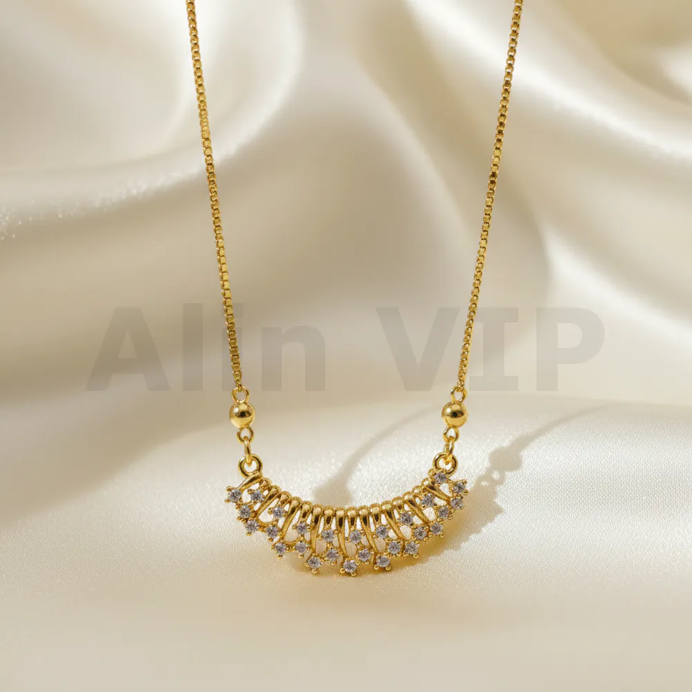 kalung gold liontin setengah lingkaran full permata mewah klw069 alin vip
