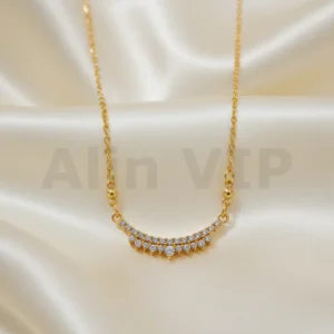 kalung gold liontin setengah lingkaran full permata mewah klw088 alin vip