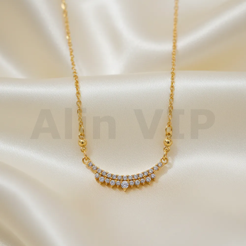 kalung gold liontin setengah lingkaran full permata mewah klw088 alin vip