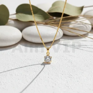 kalung gold liontin simpel aksen permata minimalis klw118 alin vip