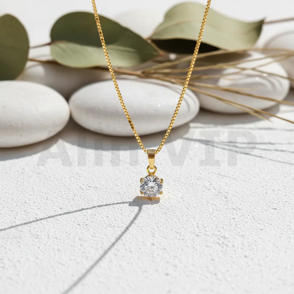 kalung gold liontin simpel aksen permata minimalis klw118 alin vip