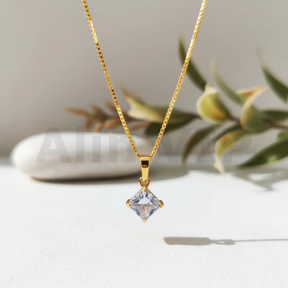 kalung gold liontin simpel permata zircon klw116 alin vip