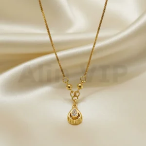 kalung gold liontin tetes air double layer permata mewah klw097 alin vip