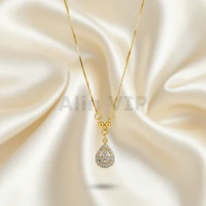 kalung gold liontin tetes air full permata mewah klw008 alin vip