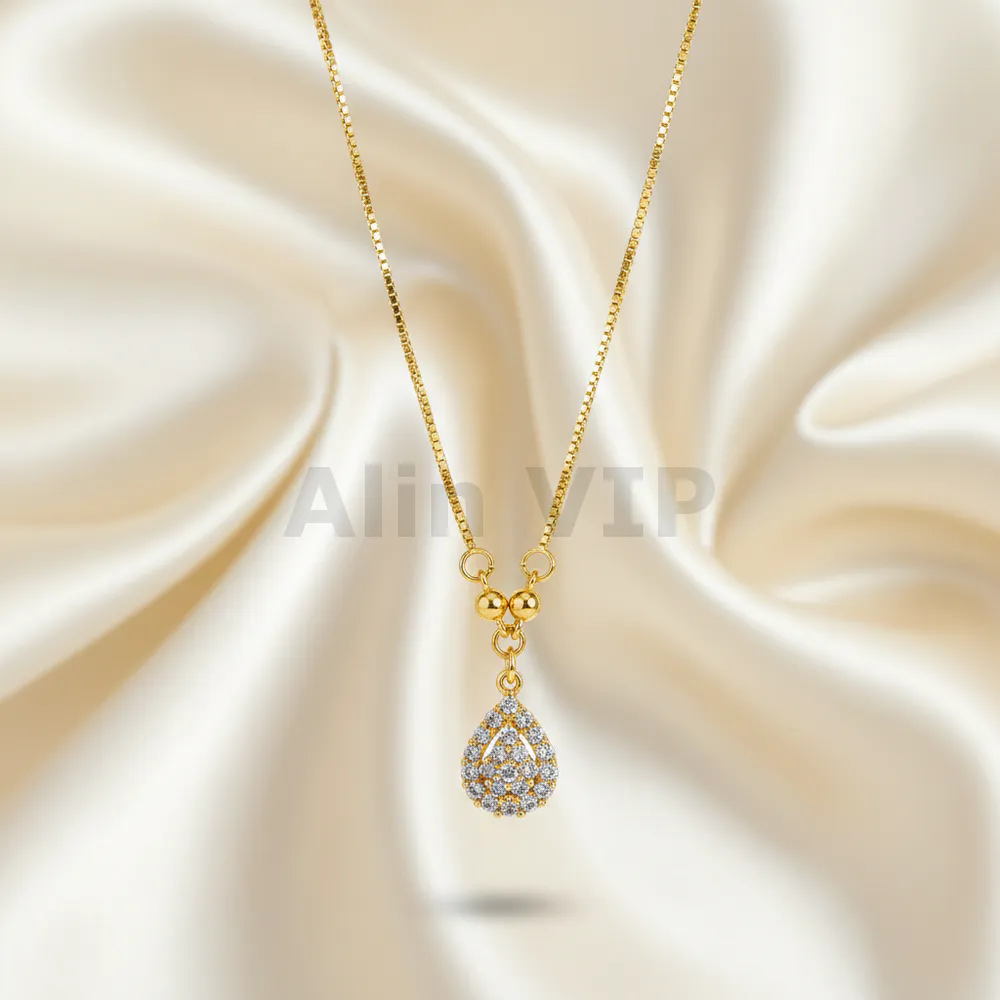 kalung gold liontin tetes air full permata mewah klw008 alin vip