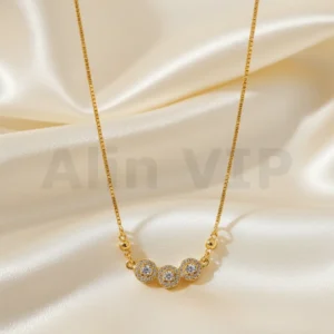 kalung gold liontin tiga bulatan permata trinity elegan klw078 alin vip