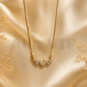 kalung gold liontin tiga hati jejer permata mewah klw018 alin vip
