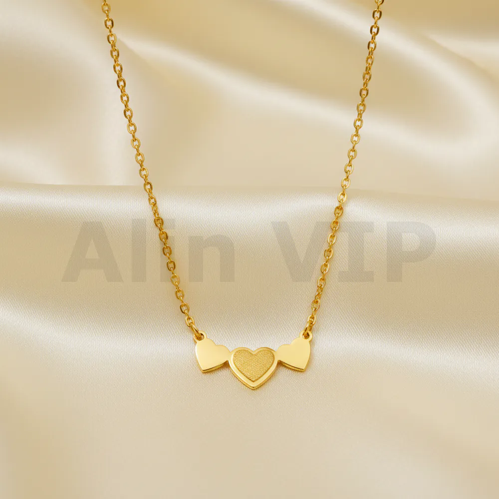 kalung gold liontin tiga hati love gold glossy mengilap klw089 alin vip