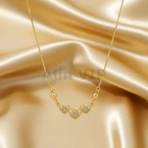 kalung gold liontin tiga hati love permata zircon klw007 alin vip
