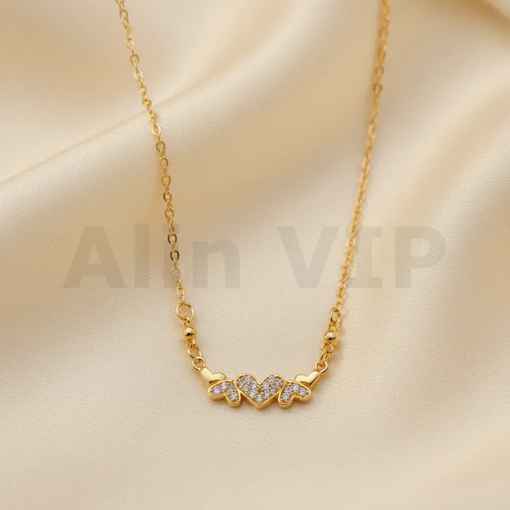 kalung gold liontin tiga hati love romantis klw041 alin vip