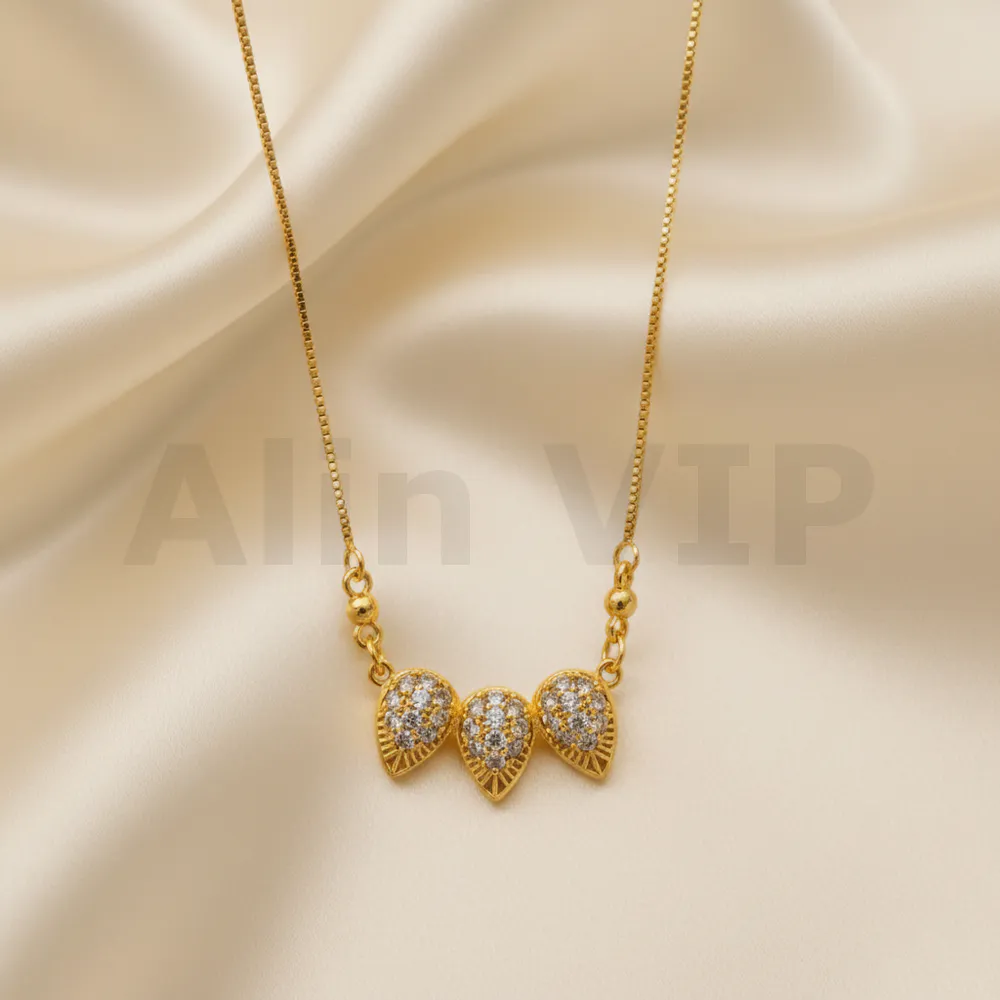 kalung gold liontin tiga tetes air full permata mewah klw084 alin vip