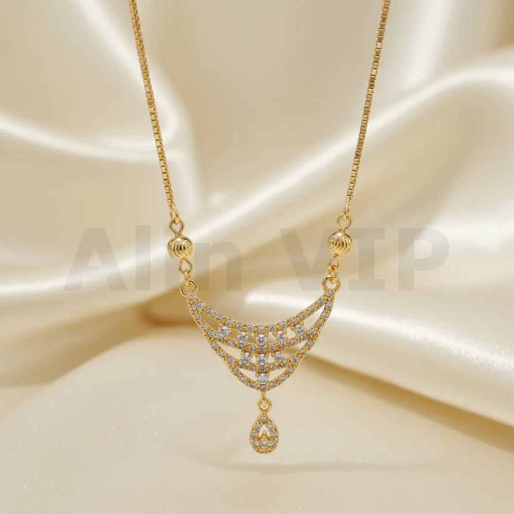 kalung gold liontin trapesium jaring permata gantung unik klw064 alin vip