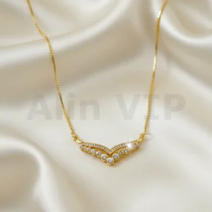 kalung gold liontin v crown permata elegan royal klw049 alin vip