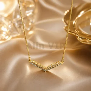 kalung gold liontin v double permata mewah klw002 alin vip