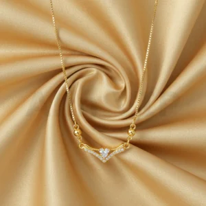 kalung gold liontin v hati tengah permata mewah klw012 alin vip