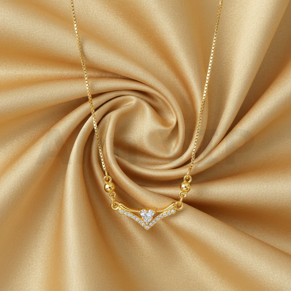 kalung gold liontin v hati tengah permata mewah klw012 alin vip