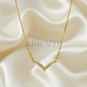 kalung gold liontin v permata mewah klw001 alin vip