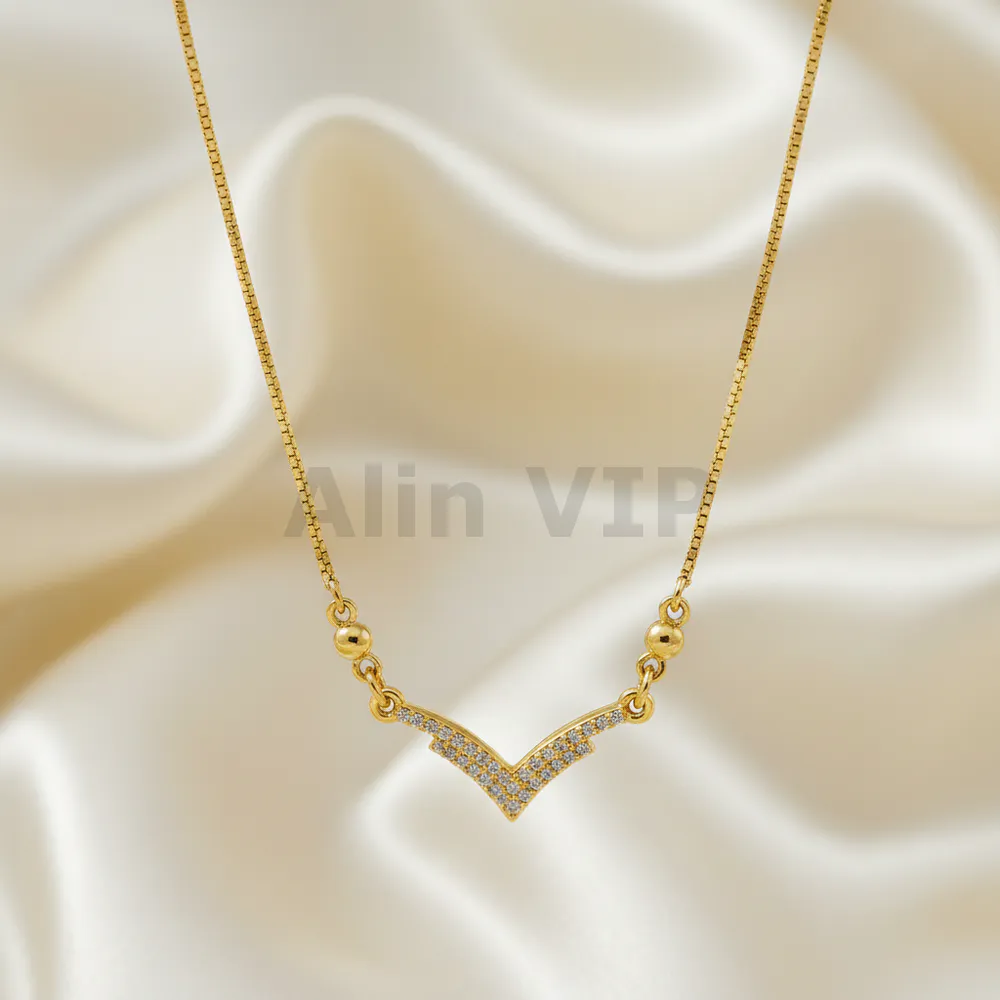 kalung gold liontin v permata mewah klw001 alin vip