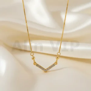 kalung gold liontin v shape permata simpel mewah klw061 alin vip