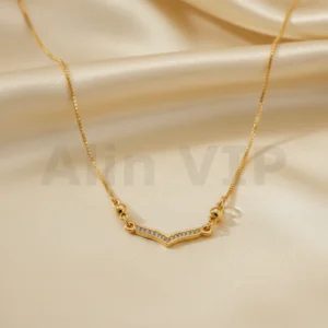 kalung gold liontin v simpel baris permata minimalis klw063 alin vip