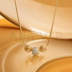 kalung gold tiga bola mewah elegan klw022 alin vip