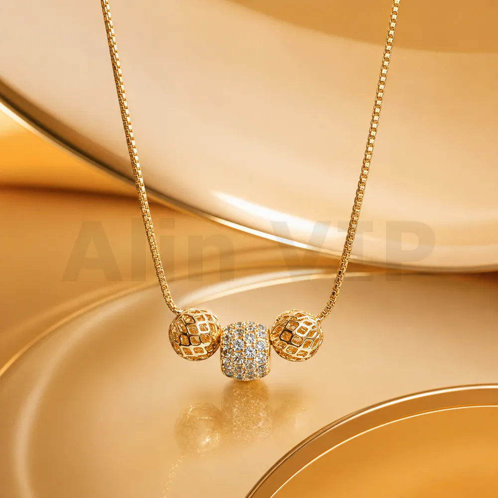 kalung gold tiga bola mewah elegan klw022 alin vip